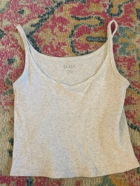 Brandy Melville Light Grey Ribbed Tank Top